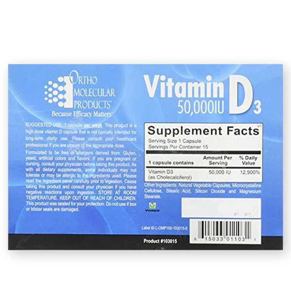 Ortho Molecular Vitamin D3 50,000 IU 15 Capsules